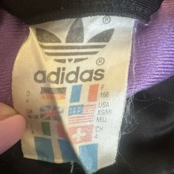 Vintage 80'S-90'S Adidas Track Jacket Men's Size Medium Purple Yellow Teal Black - Picture 9 of 10